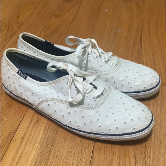 white eyelet keds